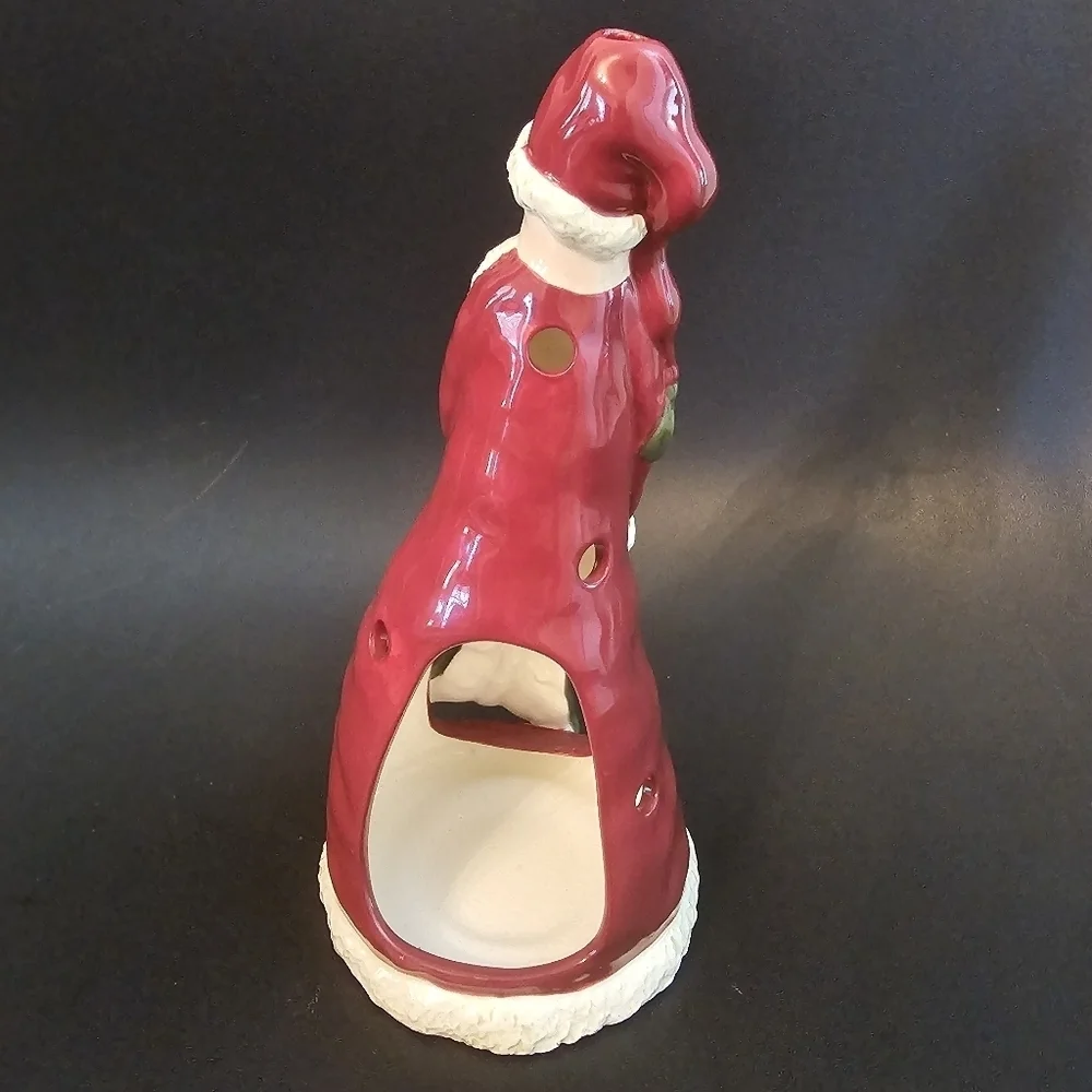 Vintage Santa Claus With Gift Tea Light Christmas Candle Holder Votive